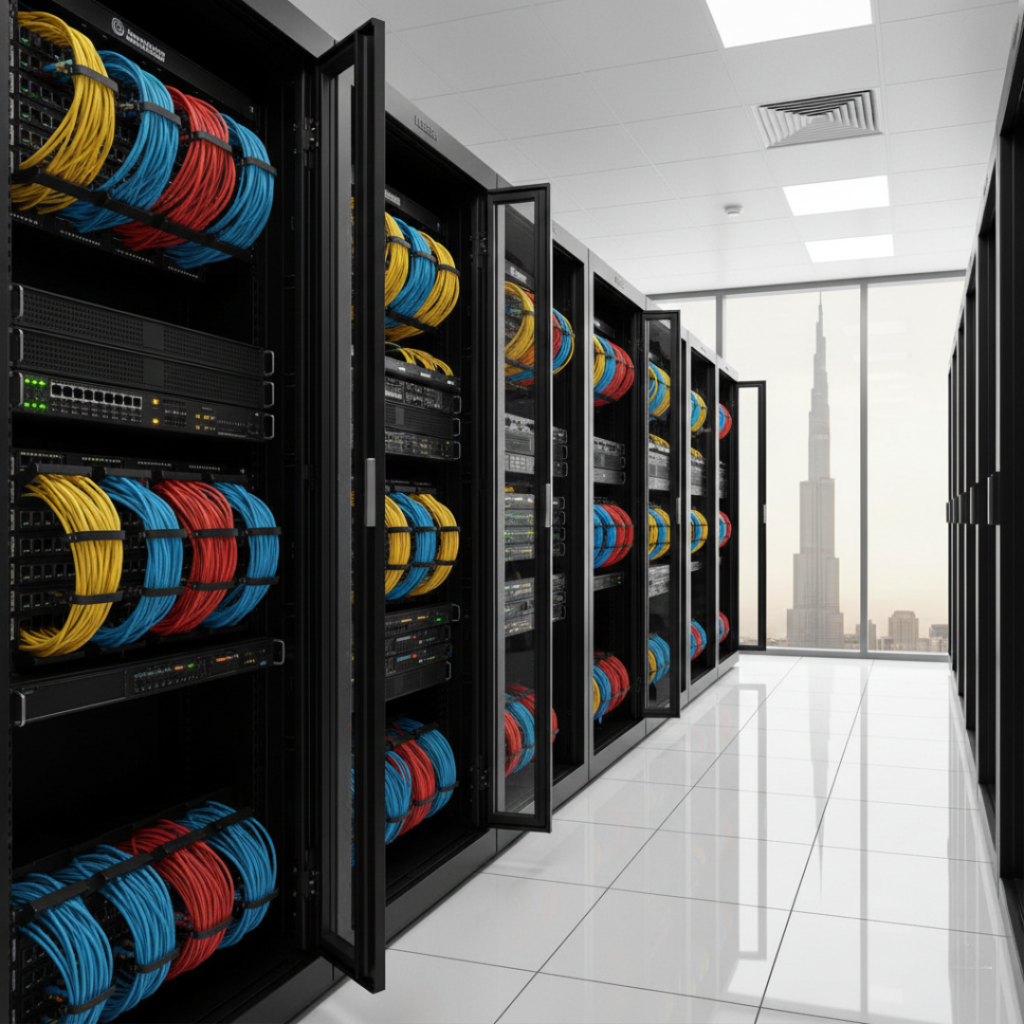 Cat6 Cat6A fiber optic cabling Dubai - Data center cable management
